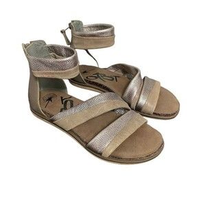 OTBT Souvenir Strappy Sandals Brown Print Comfort Leather Open Toe Womens 7.5